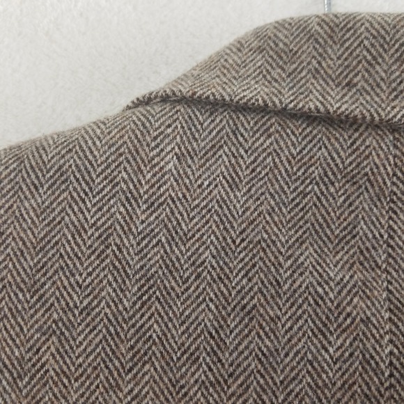 Herringbone Tweed Blazer Saville Jacket Classic Women's 8 Brown wool - Picture 6 of 11